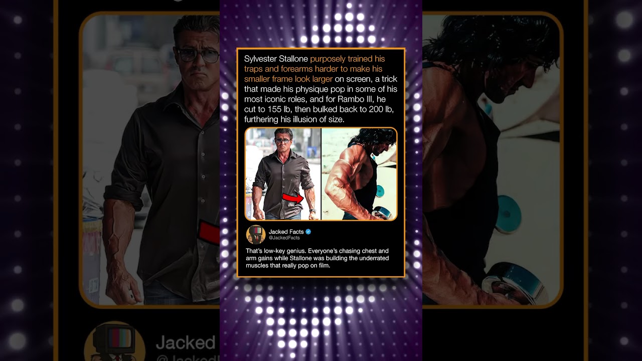 Sylvester Stallone purposely trained his traps and forearms harder to make his smaller frame look