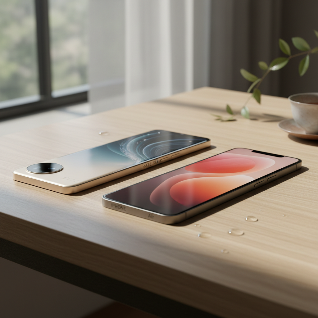 découvrez la comparaison détaillée entre le huawei mate 70 air et l'iphone air, mettant en lumière leur finesse exceptionnelle grâce à des photos prises en conditions réelles.